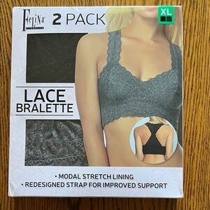 Felina Lace Bralette 2-Pack - Black and Gray